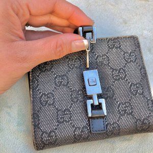 Gucci Classic Jackie O Black Canvas Bifold Wallet